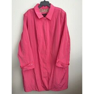 Hot Pink Trench Coat 30/32 Paisley Lined Button Up Lightweight Barbie Feminine